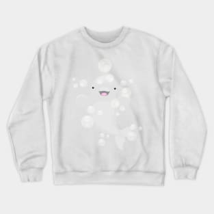 Cute beluga whale bubbles cartoon illustration Crewneck Sweatshirt